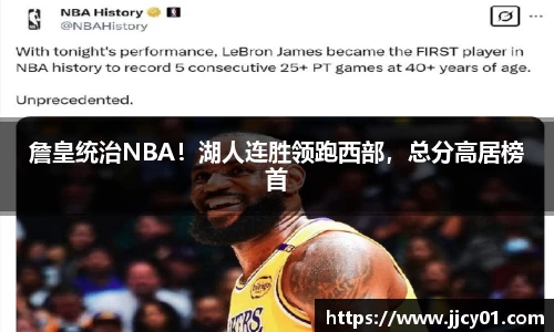 詹皇统治NBA！湖人连胜领跑西部，总分高居榜首